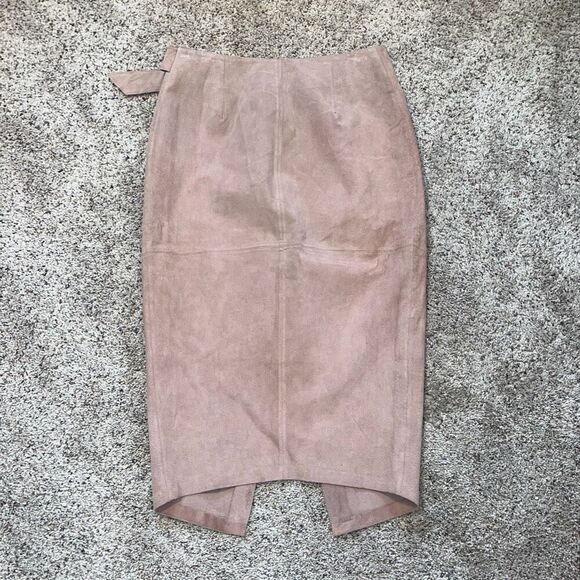 ASOS Pink Leather Midi Wrap Skirt With Buckle Size 6 - Picture 4 of 7